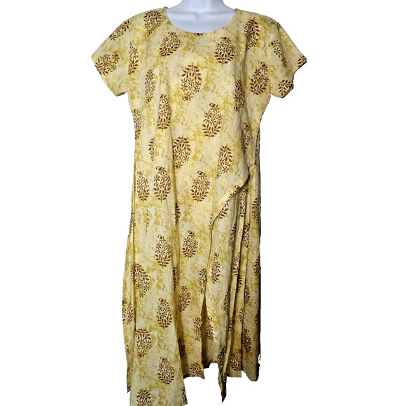 Libas New Delhi XXL Maxi Dress Boho Short Sleeve Floral Faux Wrap Look - Picture 1 of 14